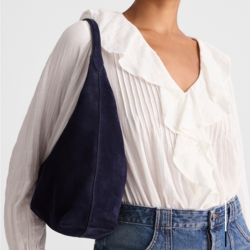 NWT Madewell mylie shoulder bag leather suede navy blue